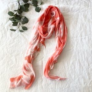 Water Colour Coral and White Scarf / Beach Wrap